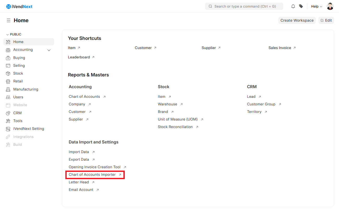 Chart Of Accounts Importer